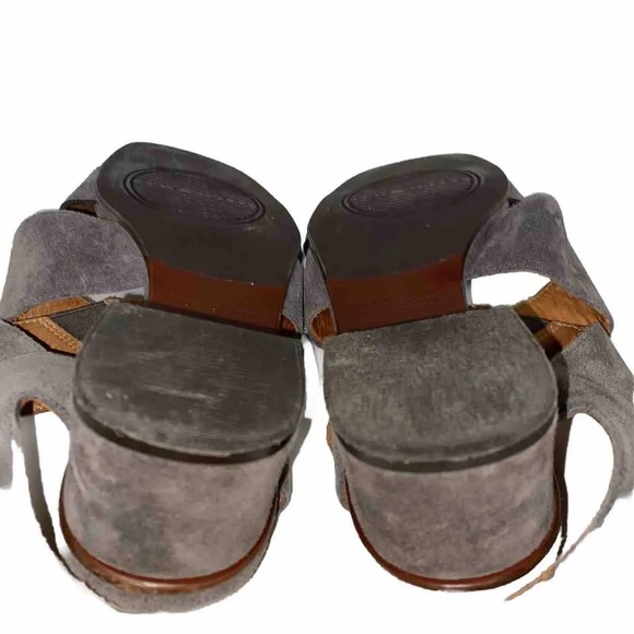 Chie Mihara 37.5 Grey Suede Chunky Heel Sandals - Picture 10 of 11